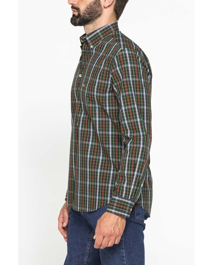 CAMICIA FANTASIA TINTO FILO CON COLLO BUTTON-DOWN