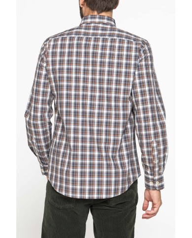 CAMICIA FANTASIA TINTO FILO CON COLLO BUTTON-DOWN