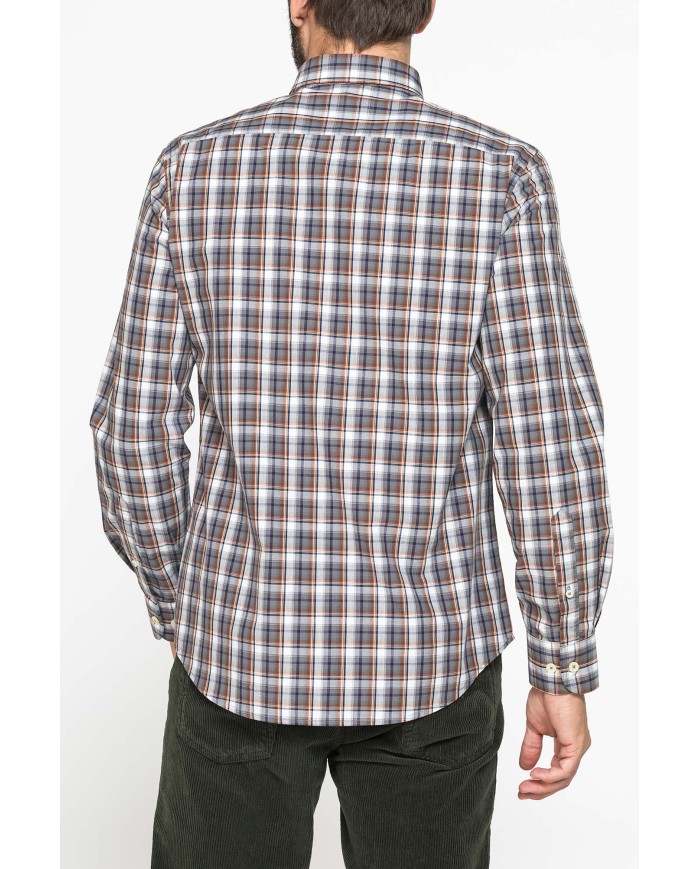 CAMICIA FANTASIA TINTO FILO CON COLLO BUTTON-DOWN