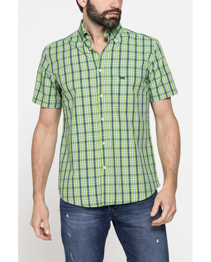 CAMICIA A MANICA CORTA IN COTONE CON FANTASIA