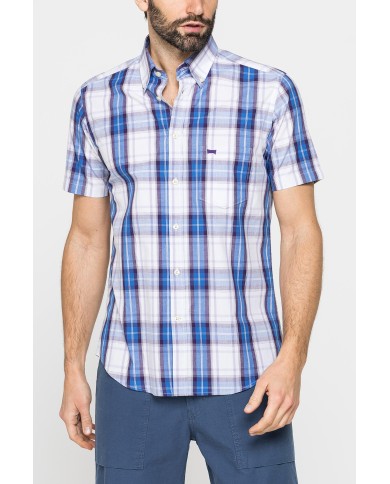 CAMICIA A MANICA CORTA IN COTONE CON FANTASIA