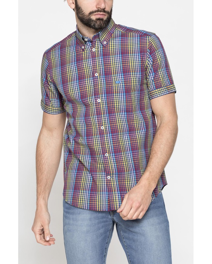 CAMICIA A MANICA CORTA IN COTONE CON FANTASIA