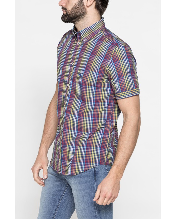 CAMICIA A MANICA CORTA IN COTONE CON FANTASIA