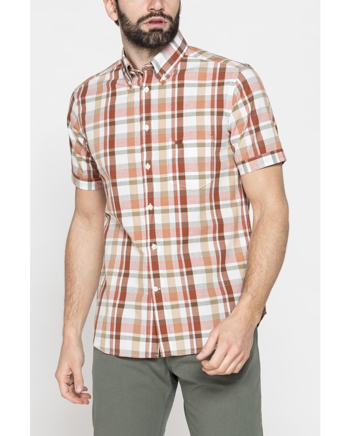 CAMICIA A MANICA CORTA IN COTONE CON FANTASIA