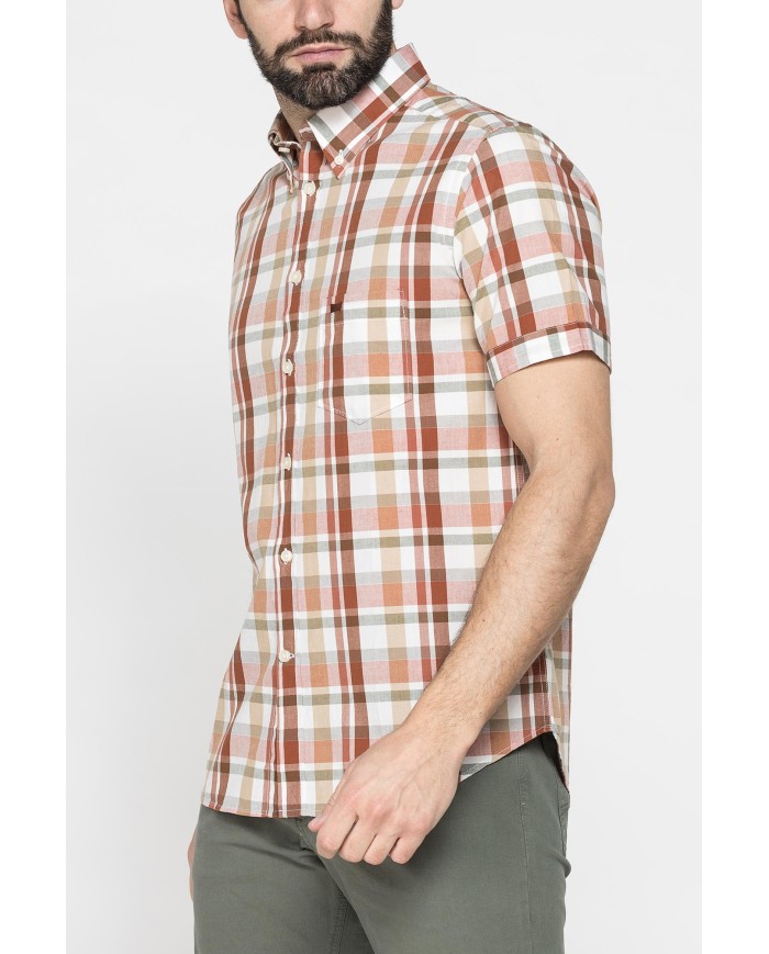 CAMICIA A MANICA CORTA IN COTONE CON FANTASIA