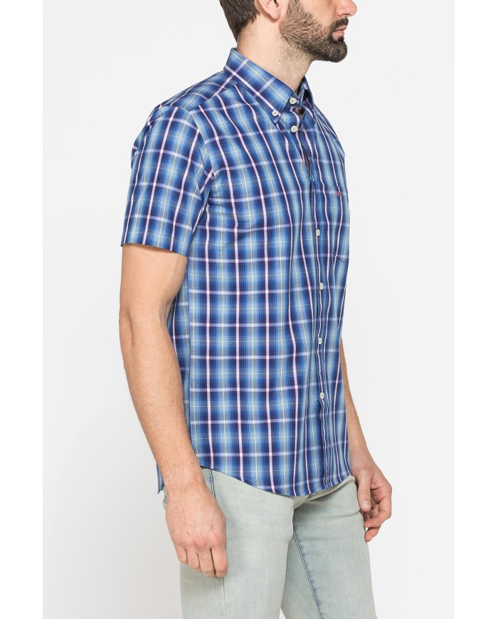 CAMICIA A MANICA CORTA IN COTONE CON FANTASIA