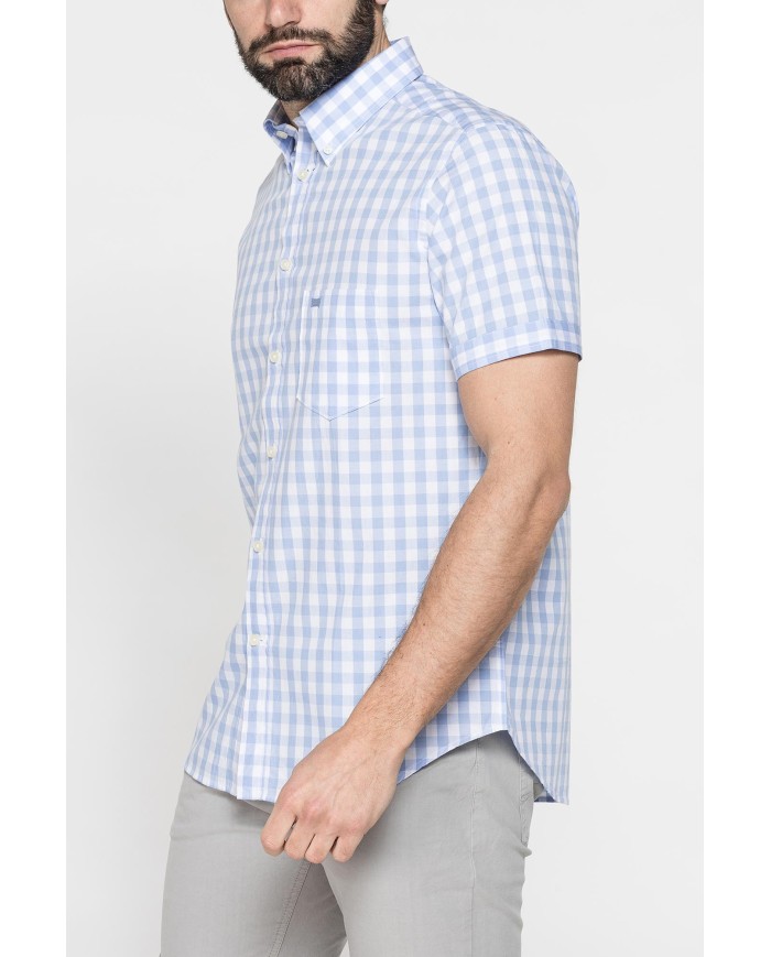 CAMICIA A MANICA CORTA IN COTONE CON FANTASIA