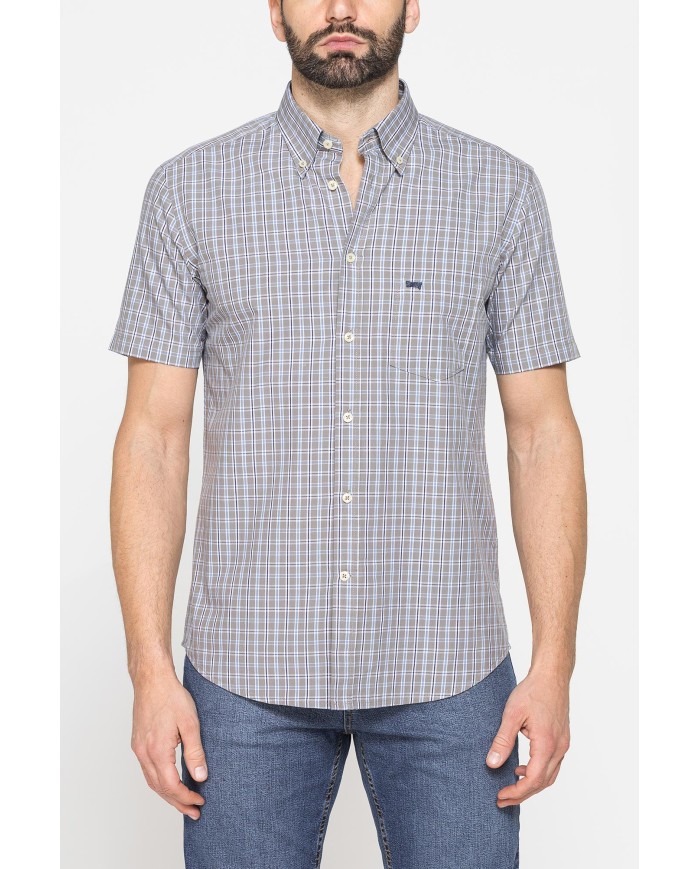 CAMICIA A MANICA CORTA IN COTONE CON FANTASIA