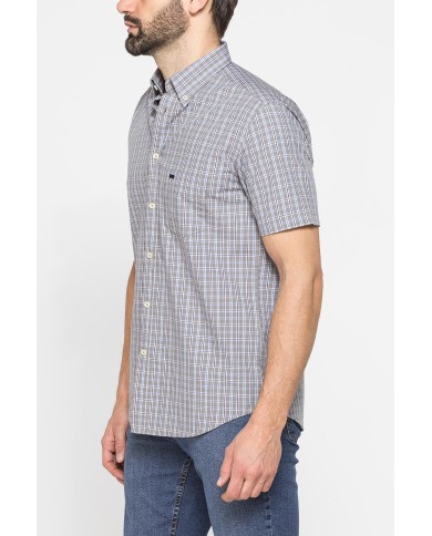 CAMICIA A MANICA CORTA IN COTONE CON FANTASIA