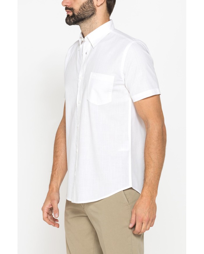 CAMICIA IN COTONE FIAMMATO EFFETTO LINO