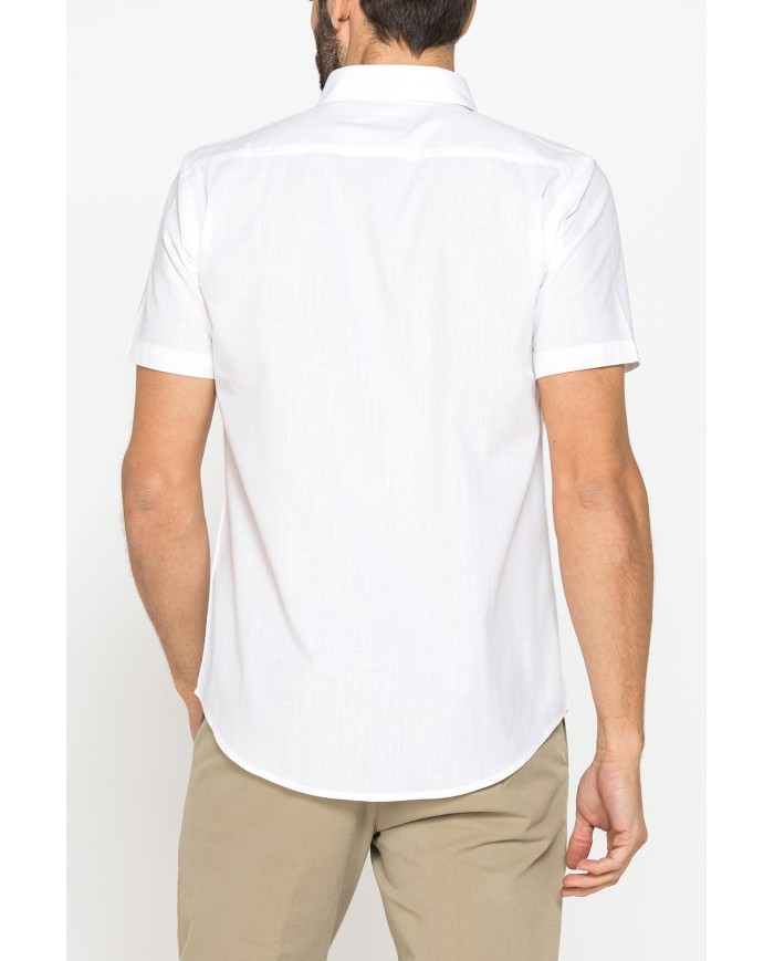 CAMICIA IN COTONE FIAMMATO EFFETTO LINO