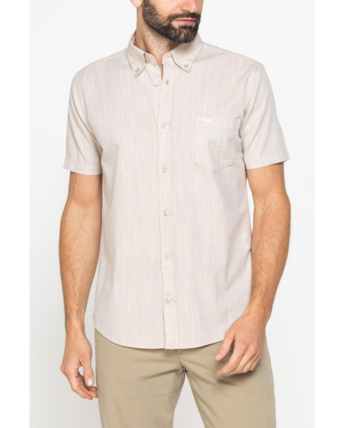 CAMICIA IN COTONE FIAMMATO EFFETTO LINO