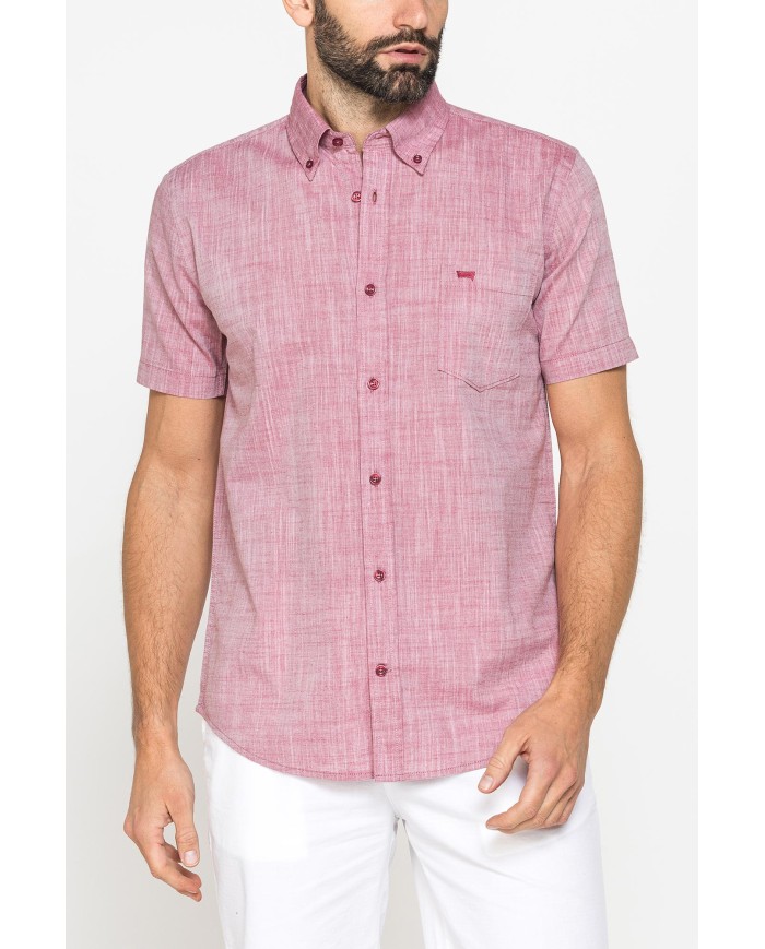 CAMICIA IN COTONE FIAMMATO EFFETTO LINO