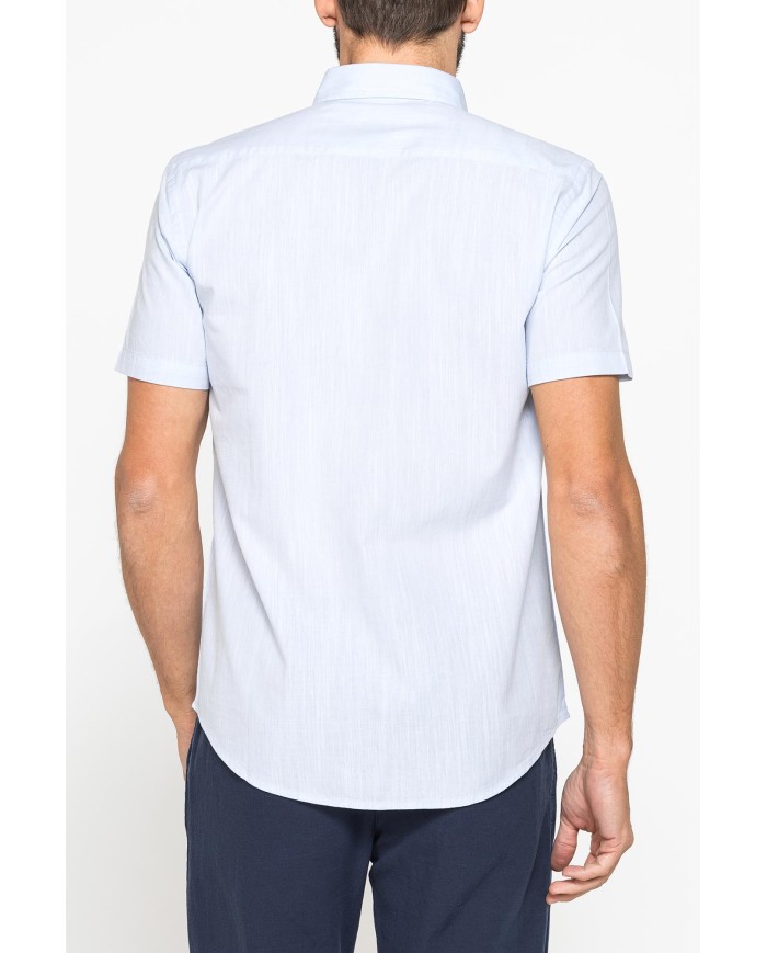 CAMICIA IN COTONE FIAMMATO EFFETTO LINO