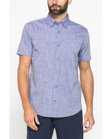 CAMICIA IN COTONE FIAMMATO EFFETTO LINO