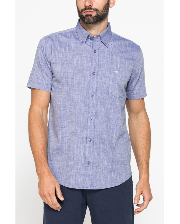 CAMICIA IN COTONE FIAMMATO EFFETTO LINO