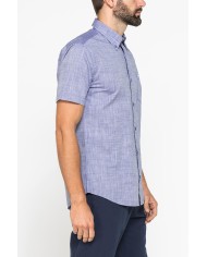 CAMICIA IN COTONE FIAMMATO EFFETTO LINO