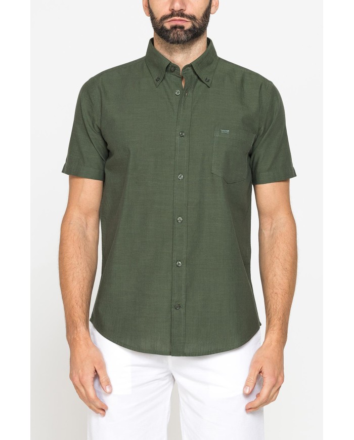 CAMICIA IN COTONE FIAMMATO EFFETTO LINO