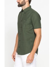 CAMICIA IN COTONE FIAMMATO EFFETTO LINO