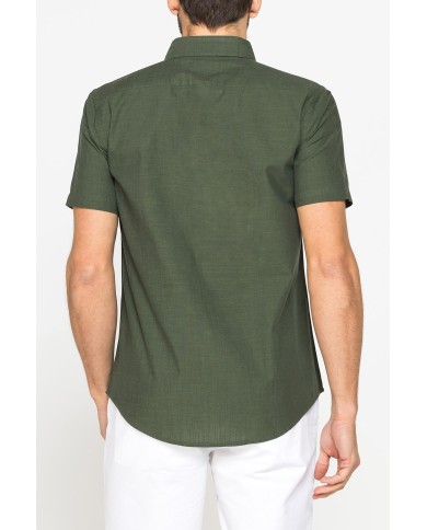 CAMICIA IN COTONE FIAMMATO EFFETTO LINO