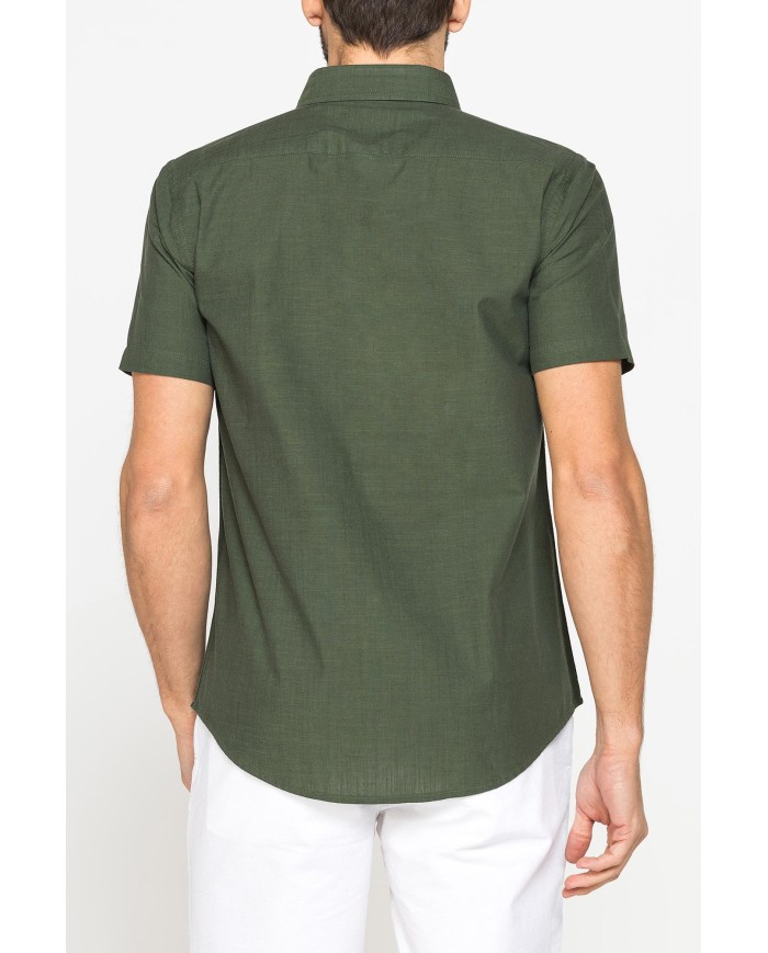 CAMICIA IN COTONE FIAMMATO EFFETTO LINO