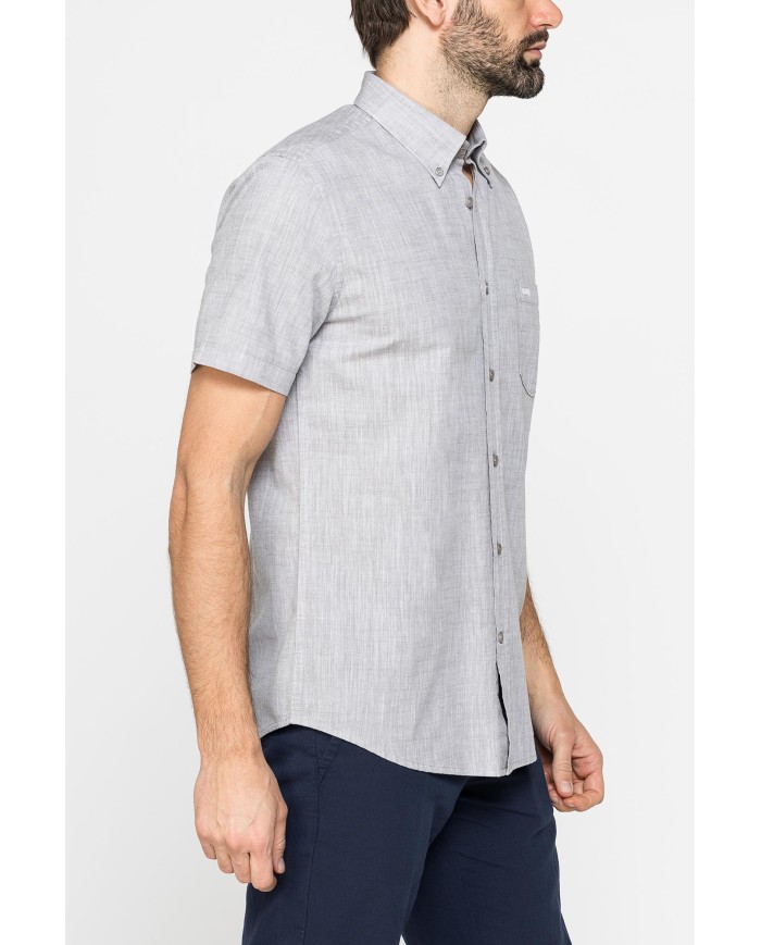 CAMICIA IN COTONE FIAMMATO EFFETTO LINO