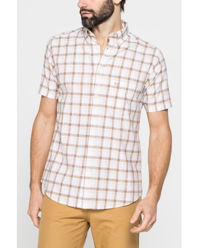 CAMICIA A MANICA CORTA IN COTONE FIAMMATO FANTASIA