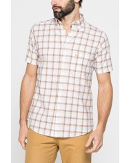 CAMICIA A MANICA CORTA IN COTONE FIAMMATO FANTASIA