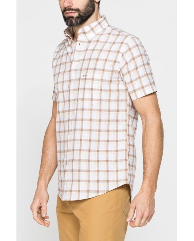 CAMICIA A MANICA CORTA IN COTONE FIAMMATO FANTASIA