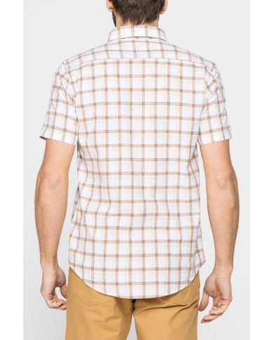 CAMICIA A MANICA CORTA IN COTONE FIAMMATO FANTASIA