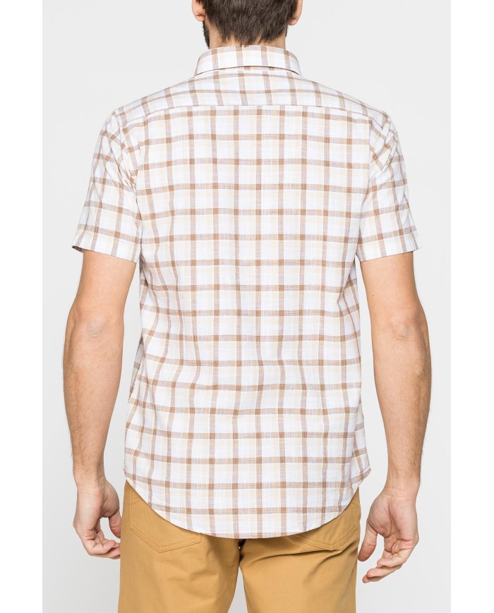 CAMICIA A MANICA CORTA IN COTONE FIAMMATO FANTASIA