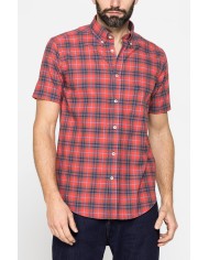 CAMICIA A MANICA CORTA IN COTONE FIAMMATO FANTASIA