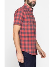 CAMICIA A MANICA CORTA IN COTONE FIAMMATO FANTASIA
