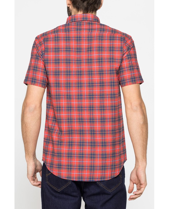 CAMICIA A MANICA CORTA IN COTONE FIAMMATO FANTASIA