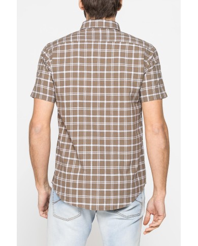 CAMICIA A MANICA CORTA IN COTONE FIAMMATO FANTASIA