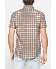 CAMICIA A MANICA CORTA IN COTONE FIAMMATO FANTASIA