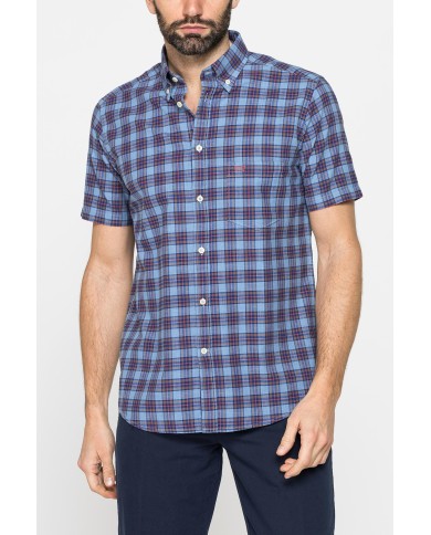 CAMICIA A MANICA CORTA IN COTONE FIAMMATO FANTASIA