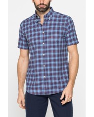 CAMICIA A MANICA CORTA IN COTONE FIAMMATO FANTASIA