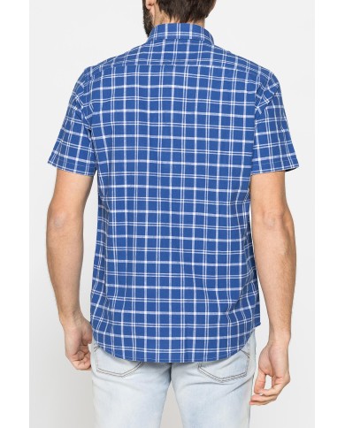 CAMICIA A MANICA CORTA IN COTONE FIAMMATO FANTASIA