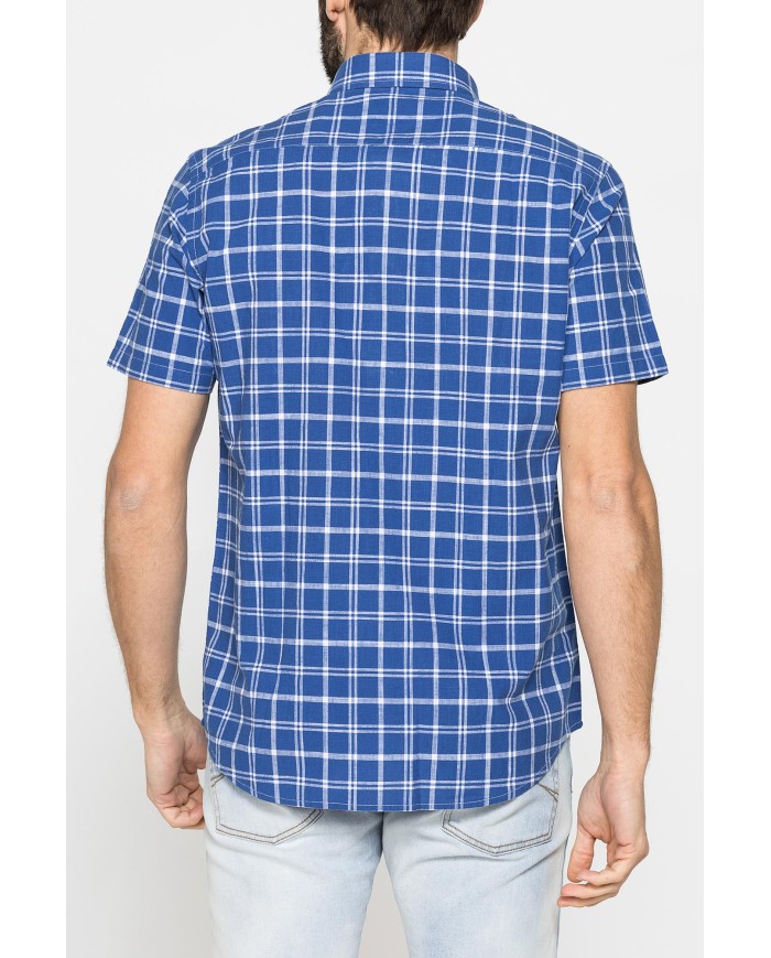 CAMICIA A MANICA CORTA IN COTONE FIAMMATO FANTASIA