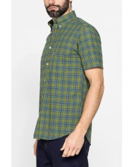 CAMICIA A MANICA CORTA IN COTONE FIAMMATO FANTASIA
