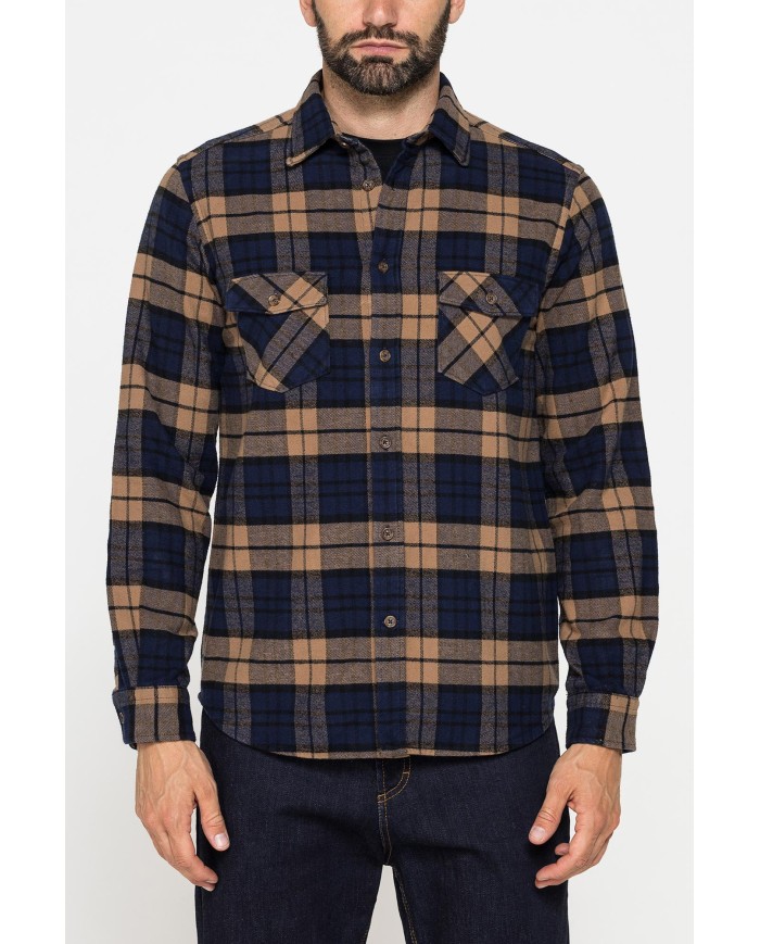 CAMICIA FANTASIA IN FLANELLA PESANTE CON DOPPIO TASCHINO