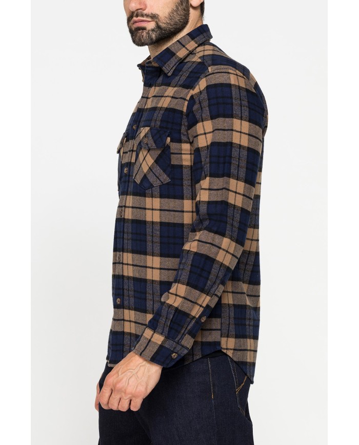 CAMICIA FANTASIA IN FLANELLA PESANTE CON DOPPIO TASCHINO