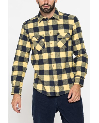CAMICIA FANTASIA IN FLANELLA PESANTE CON DOPPIO TASCHINO