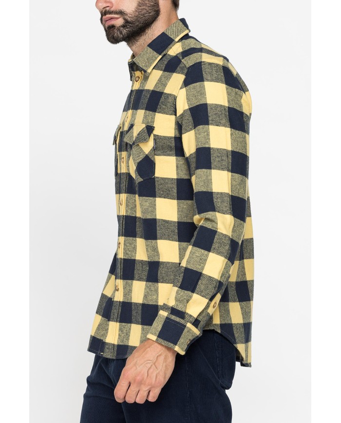 CAMICIA FANTASIA IN FLANELLA PESANTE CON DOPPIO TASCHINO