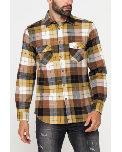CAMICIA FANTASIA IN FLANELLA PESANTE CON DOPPIO TASCHINO