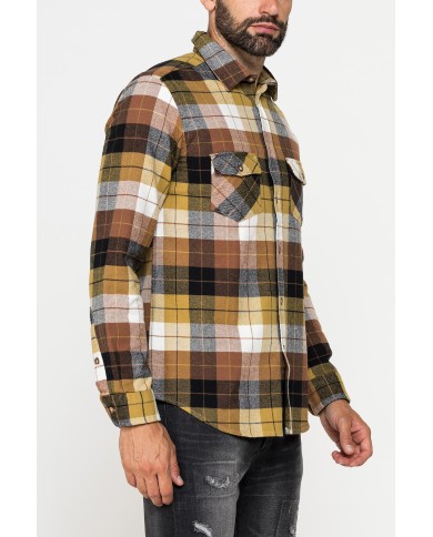 CAMICIA FANTASIA IN FLANELLA PESANTE CON DOPPIO TASCHINO