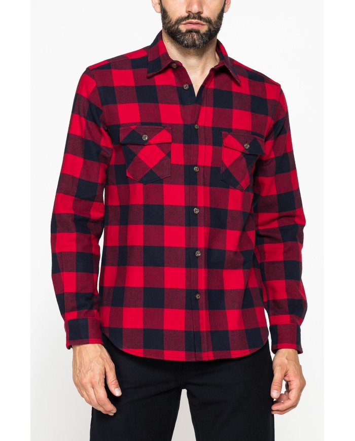 CAMICIA FANTASIA IN FLANELLA PESANTE CON DOPPIO TASCHINO