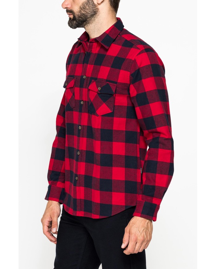 CAMICIA FANTASIA IN FLANELLA PESANTE CON DOPPIO TASCHINO