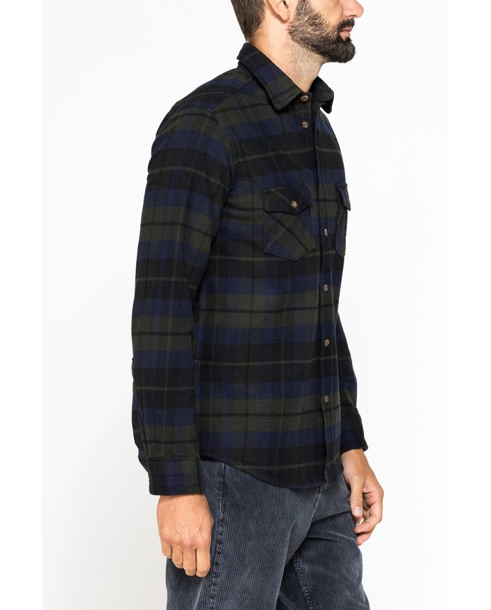 CAMICIA FANTASIA IN FLANELLA PESANTE CON DOPPIO TASCHINO